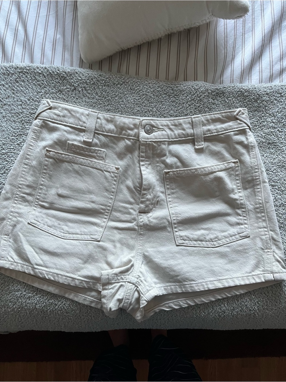 We The Free Cream Denim High-Rise Jean Shorts